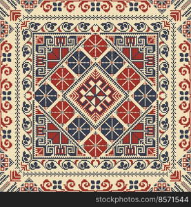 Embroidery Tatreez pattern, Palestinian fashion vector ornament