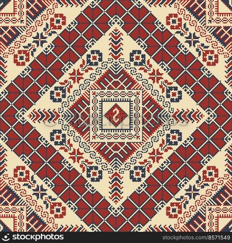 Embroidery Tatreez pattern, Palestinian fashion vector ornament