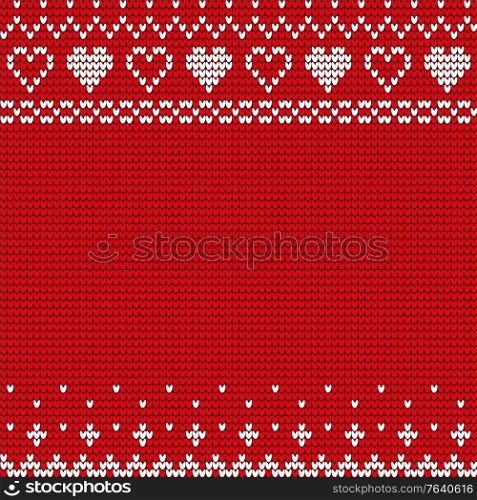 Embroidery with Christmas elements vector. Hearts and lines, stars and abstract decoration. Empty banner, embroidered ornaments. Celebration of winter holidays flat style illustration design. Christmas Theme Empty Banner Embroidery Effect