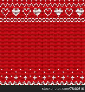 Embroidery with Christmas elements vector. Hearts and lines, stars and abstract decoration. Empty banner, embroidered ornaments. Celebration of winter holidays flat style illustration design. Christmas Theme Empty Banner Embroidery Effect