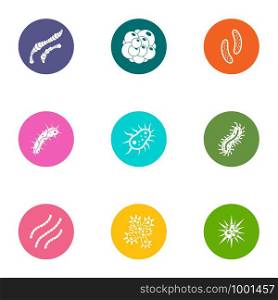 Embryo icons set. Flat set of 9 embryo vector icons for web isolated on white background. Embryo icons set, flat style