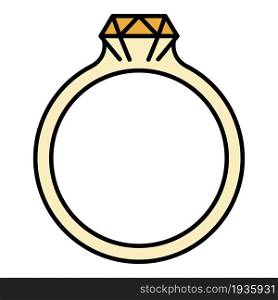 Emerald ring icon. Outline emerald ring vector icon color flat isolated. Emerald ring icon color outline vector