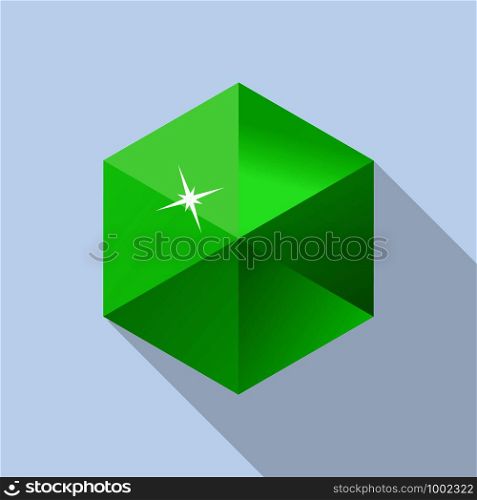 Emerald stone icon. Flat illustration of emerald stone vector icon for web design. Emerald stone icon, flat style