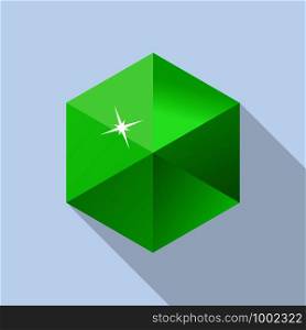 Emerald stone icon. Flat illustration of emerald stone vector icon for web design. Emerald stone icon, flat style