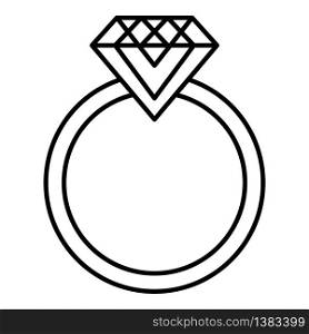 Emerald wedding ring icon. Outline emerald wedding ring vector icon for web design isolated on white background. Emerald wedding ring icon, outline style