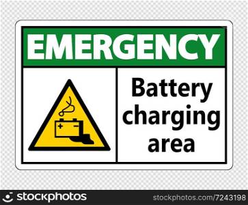Emergency battery charging area Sign on transparent background,vector illustration
