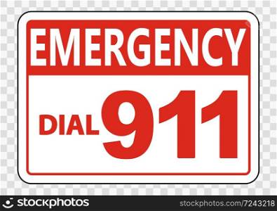Emergency Call 911 Sign on transparent background,vector illustration