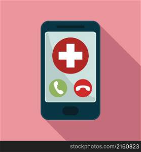 Emergency call icon flat vector. Contact phone. Help number. Emergency call icon flat vector. Contact phone