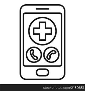 Emergency call icon outline vector. Contact phone. Help number. Emergency call icon outline vector. Contact phone
