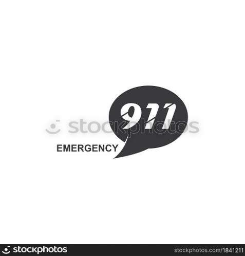 Emergency call icon with 911. Headphone image with text isolated on white background. EPS10 vector illustration for hospital call center service, template, medical hotline, business banner, symbol.
