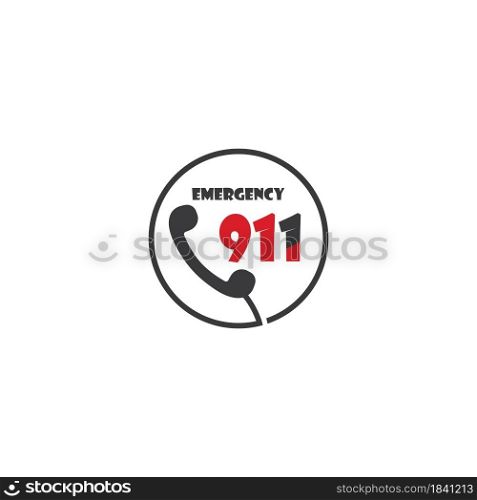 Emergency call icon with 911.Telephone image with text isolated on white background. EPS10 vector illustration for hospital call center service, template, medical hotline, business banner, symbol.