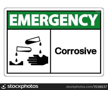 Emergency Corrosive Symbol Sign Isolate On White Background,Vector Illustration