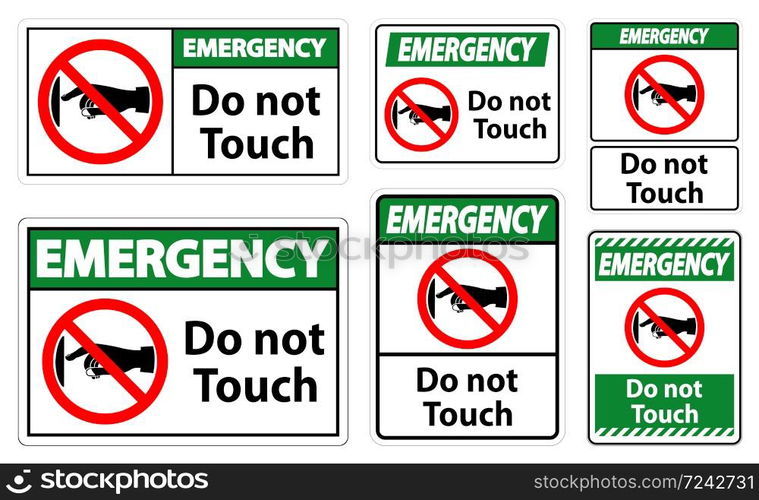 Emergency do not touch sign label on transparent background