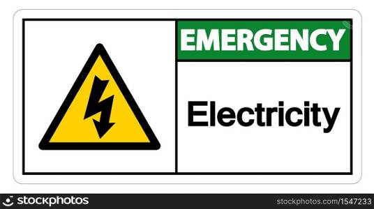 Emergency Electricity Symbol Sign Isolate On White Background,Vector Illustration