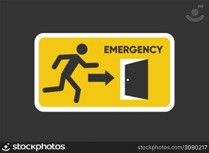 Emergency fire Exit sign. Man figure running to doorway. Running man icon to door. Fire exit sign.. Emergency fire Exit sign. Man figure running to doorway. Running man icon to door. Fire exit