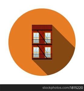 Emergency Fire Ladder Icon. Flat Circle Stencil Design With Long Shadow. Vector Illustration.