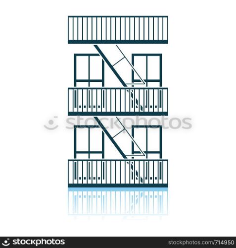Emergency Fire Ladder Icon. Shadow Reflection Design. Vector Illustration.