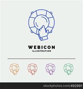 emergency, guard, help, insurance, lifebuoy 5 Color Line Web Icon Template isolated on white. Vector illustration. Vector EPS10 Abstract Template background
