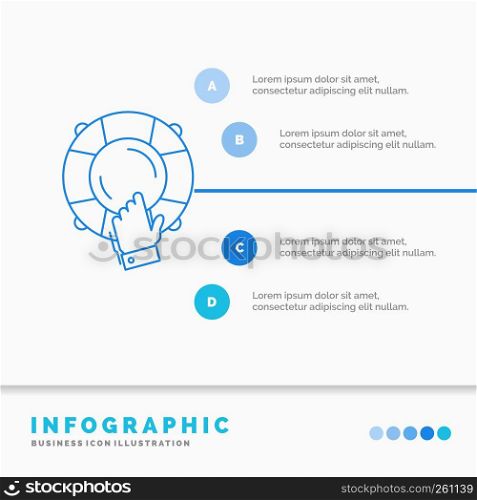 emergency, guard, help, insurance, lifebuoy Infographics Template for Website and Presentation. Line Blue icon infographic style vector illustration