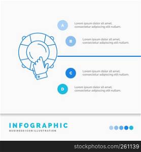 emergency, guard, help, insurance, lifebuoy Infographics Template for Website and Presentation. Line Blue icon infographic style vector illustration