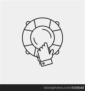 emergency, guard, help, insurance, lifebuoy Line Icon. Vector isolated illustration. Vector EPS10 Abstract Template background