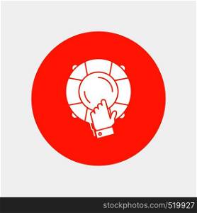 emergency, guard, help, insurance, lifebuoy White Glyph Icon in Circle. Vector Button illustration. Vector EPS10 Abstract Template background