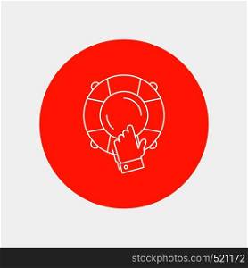 emergency, guard, help, insurance, lifebuoy White Line Icon in Circle background. vector icon illustration. Vector EPS10 Abstract Template background