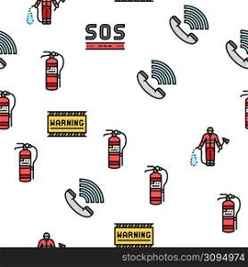 Emergency Helping In Accident Vector Seamless Pattern Thin Line Illustration. Emergency Helping In Accident Vector Seamless Pattern