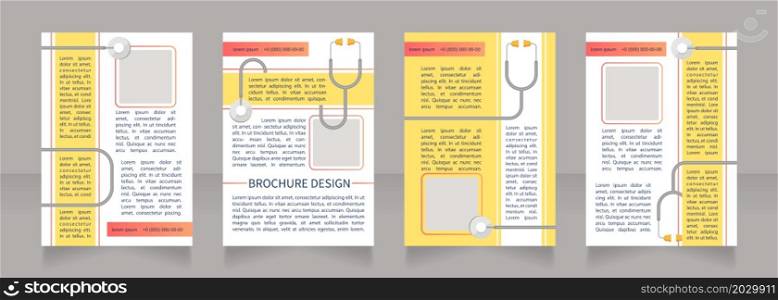 Emergency medicine field blank brochure layout design. Vertical poster template set with empty copy space for text. Premade corporate reports collection. Editable flyer paper pages. Emergency medicine field blank brochure layout design