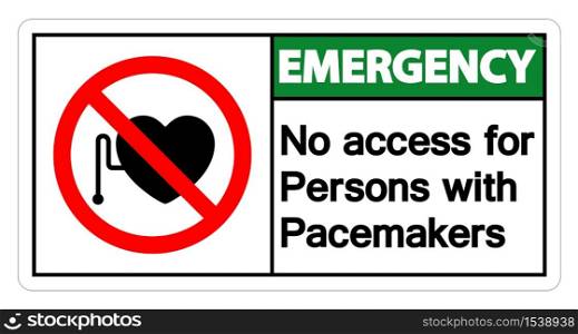 Emergency No Access For Persons With Pacemaker Symbol Sign Isolate On White Background,Vector Illustration EPS.10