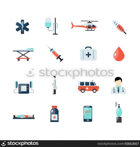 Emergency paramedic icons set with first aid symbols isolated vector illustration. Emergency Paramedic Icons Set
