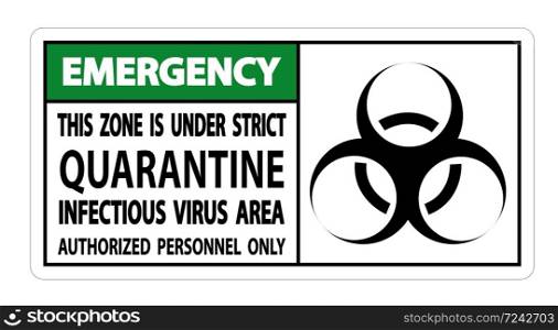 Emergency Quarantine Infectious Virus Area Sign Isolate On White Background,Vector Illustration EPS.10