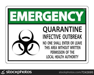 Emergency Quarantine Infective Outbreak Sign Isolate on transparent Background,Vector Illustration