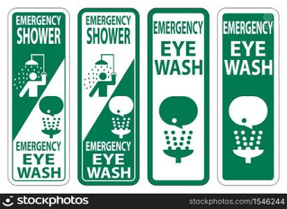 Emergency Shower,Eye Wash Sign Isolate On White Background,Vector Illustration