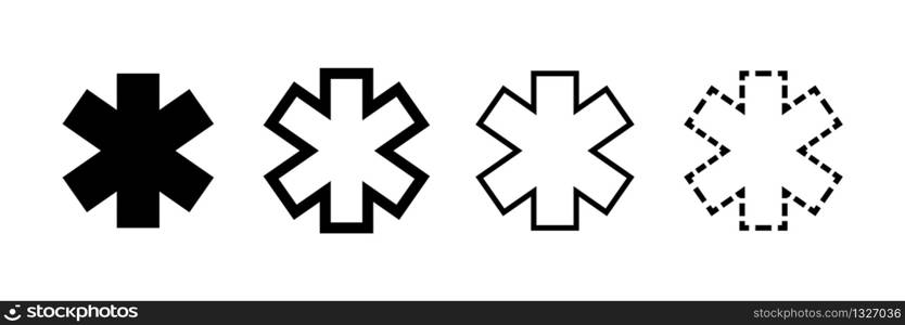 Emergency star vector icons isolated. Ambulance emergency concept. Emergency staff signs symbols. EPS 10