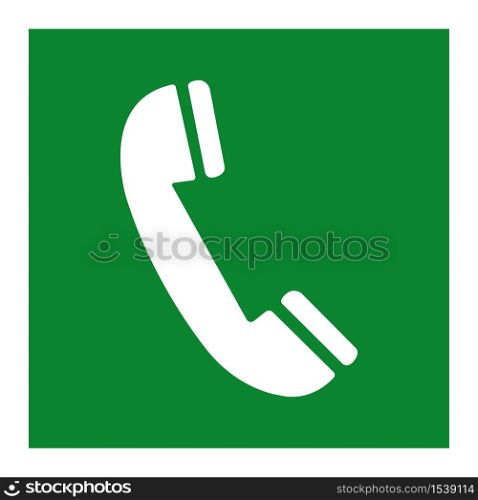 Emergency Telephone Green Symbol Sign Isolate On White Background,Vector Illustration EPS.10