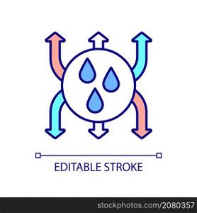 Emergency water sources RGB color icon. Flood management. Containers of drinks. Supply distribution. Isolated vector illustration. Simple filled line drawing. Editable stroke. Arial font used. Emergency water sources RGB color icon