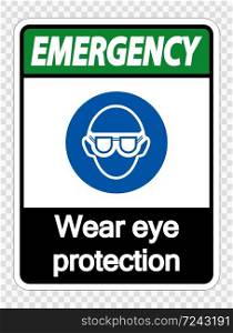 Emergency Wear eye protection on transparent background,vector illustration