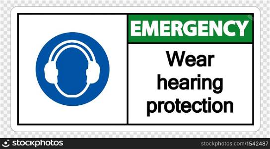 Emergency Wear hearing protection on transparent background,vector illustration