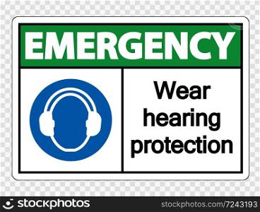 Emergency Wear hearing protection on transparent background,vector illustration
