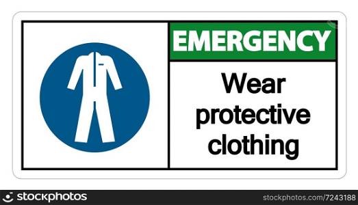 Emergency Wear protective clothing sign on white background,vector illustration