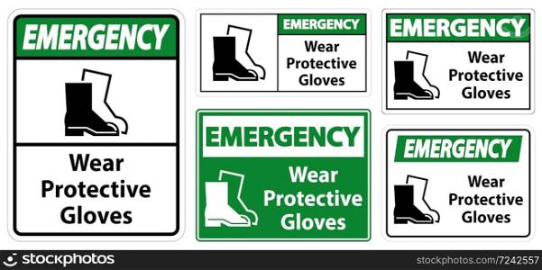 Emergency Wear protective footwear sign on transparent background