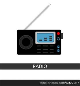 Emergency Weather Radio Icon. Vector illustration of emergency radio isolated on white background. Portable digital camping radio with weather alert in flat style.