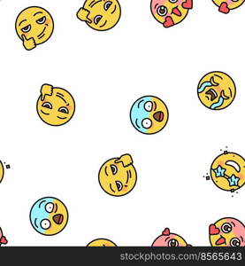 Emoji Emotional Funny Smile Face Vector Seamless Pattern Thin Line Illustration. Emoji Emotional Funny Smile Face vector seamless pattern