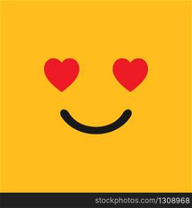 Emoji in love on a yellow background. Vector EPS 10