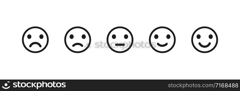 Emoji reaction isolated vector icons. Set of emoji icon. Smile sad face. Angry icon. EPS 10