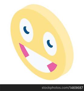 Emoji smiling icon. Isometric of emoji smiling vector icon for web design isolated on white background. Emoji smiling icon, isometric style