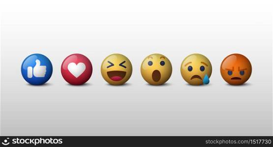 Emoji social network reactions icon, vector illustration