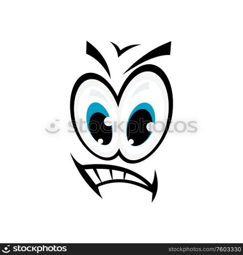 Emoji with wicked toothed smile isolated symbol. Vector grinning teeth smiley, giggling emoticon. Grinning smiley isolated toothed emoticon