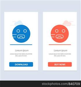 Emojis, Emoticon, Hungry, School Blue and Red Download and Buy Now web Widget Card Template